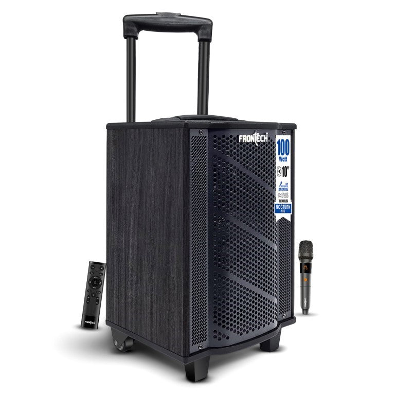 Frontech Nocturn Neo Trolley Speaker | 100W Sound | Wireless Mics | Multi-Input (SW-0225) Frontech Nocturn Neo Trolley Speaker | 100W Sound | Wireless Mics | Multi-Input (SW-0225)